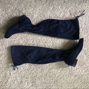 Over the Knee Suede Boots Blue 7.5 Unisa